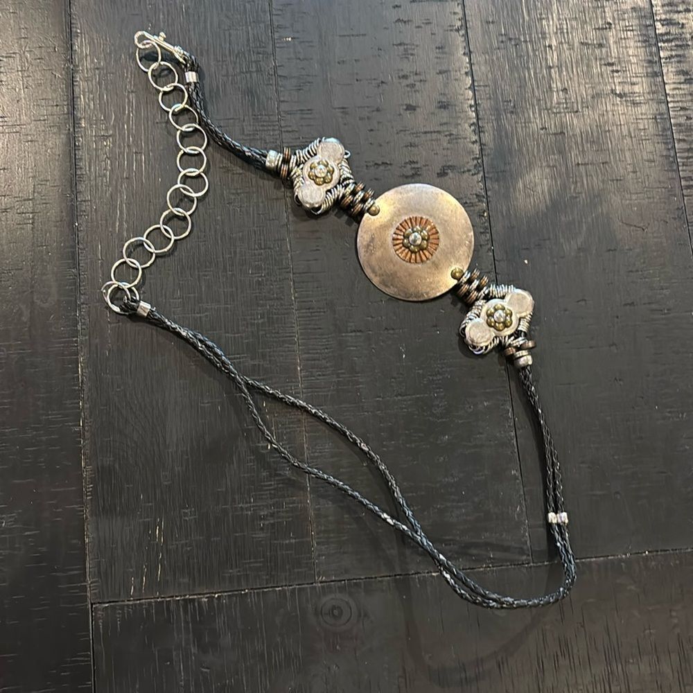 VINTAGE 80S METAL DISC WOVEN ROPE WAIST BELT Distressed Western Boho​